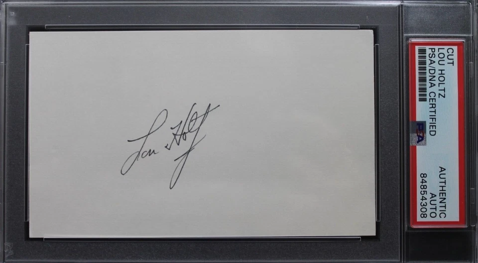 Lou Holtz NOTRE DAME COACH Signed 3x5 Index Card Certified Autograph PSA - Image 1 of 3