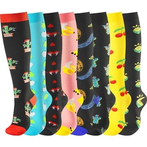 8 Pairs Compression Socks for Women & Men Knee High Compression Stocking Circ... - Picture 1 of 7