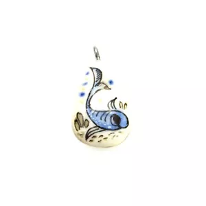Colgante de roca de 2" de colección México pintado a mano azul MCM pez lágrima estilo Tonala - Imagen 1 de 6