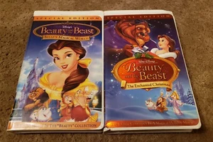 Disney Beauty & the Beast VHS-Belle's Magical World/Enchanted Christmas-EUC - Picture 1 of 2