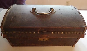 Antike frühe Urholz Leder bezogen 19. Dokumentenbox 15" mit Tapete - Bild 1 von 3