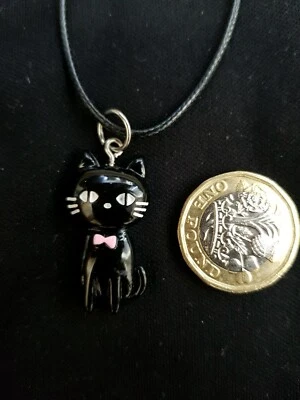 Collar con cable negro rosa y blanco gatito gato negro gato gato mascota 3D  Foto 1 de 4