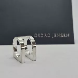 New Georg Jensen Sterling Silver Two Row Aria Ring #593E Size 51 Small - Picture 1 of 13