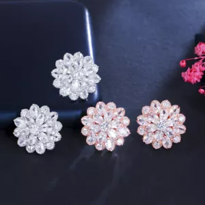 Rosévergoldet Kubik Zirkon Damen Kristall Blume Ohrstecker Mode Schmuck - Bild 1 von 14