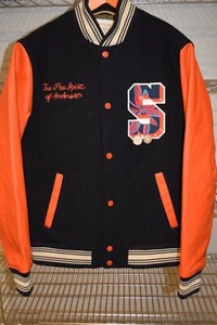 Scotch & Soda Amsterdam EUC Lettermen Jacket Men's Small Black Orange - Picture 1 of 9