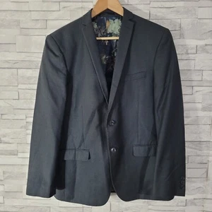 Mens Blazer Dark Grey Chest 40 Regular Formal Jacket Floral Lining - Picture 1 of 8