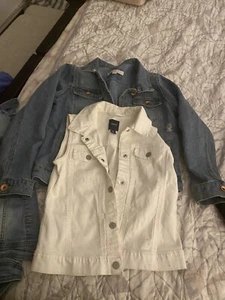 Gap Girls Kids Denim  Blue ANd White  Jean Jacket Size 10. Bundle Of 2 - Picture 1 of 3