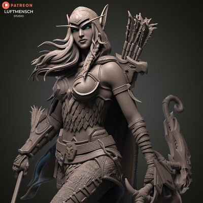 Alleria Windrunner 3D Printed Figure, WoW Collectible Statue, Unpainted - Image 1 of 4
