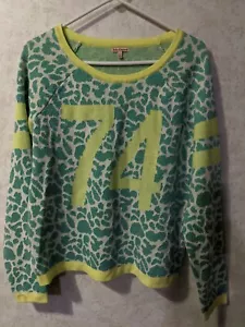 New Juicy Couture L Neon Green/Yellow 74 Metallic Leopard Print Sweater - Picture 1 of 7