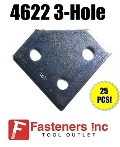 (4622) P1334 3-Hole Flat Corner Splice Plate Fitting for Unistrut Channel 25/BOX - Picture 1 of 4