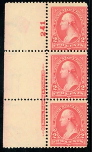 USA 1895 Washington 2¢ Carmine Scott # 267 Inscription Plate Number MNH J43 - Picture 1 of 6
