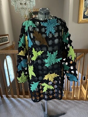 Suéter Michael Simon L XL XXL Tejido Abierto Crochet Hoja Hojas Otoño #2 Foto 1 de 4