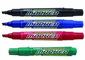 4 x Permanent Marker Chisel Tip - Writes a 2.5 to 7mm Line by Zebra - Picture 1 of 1