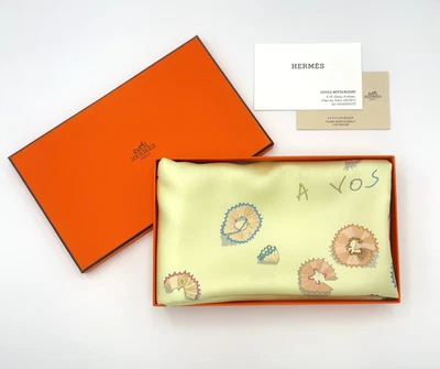 Auténtica bufanda Hermes Carré 90 A VOS CRAYONS verde claro x multi seda con caja BA110505 Foto 1 de 4