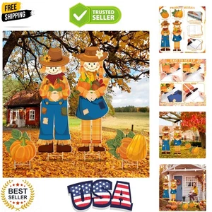Durable Outdoor Decorations: 4 Scarecrow & Pumpkin Yard Stakes for Thanksgiving - Foto 1 di 8