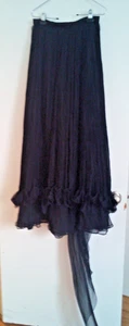 Yves Saint Laurent Women Teen Black Chiffon Skirt Maxi Ruffled Bow Size S - Picture 1 of 5