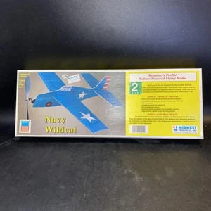 Midwest Navy Wildcat Rubber Powered Flying Model Kit Level 2 #424- New - Picture 1 of 6