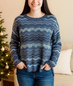 J Jill Pullover blau und grün Ozean Wellenmuster Größe Medium Petite - Bild 1 von 7