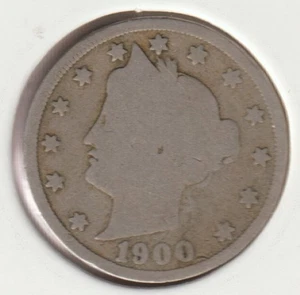 Rare 125 Year Old 1900 Barber Liberty V Nickel US Coin Collection Collectible - Picture 1 of 2