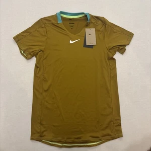 Nike Court Dri-Fit Advantage Tennis Mens Shirt Green Slim Fit DR6548-716 Size S - Picture 1 of 7