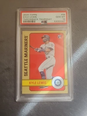 2020 Topps Throwback Thursday Kyle Lewis Sp Rookie # 58 PSA 10 PR /437 - Image 1 of 2