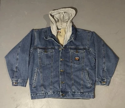 Vintage Timberland Pro Series Sherpa Lined Hooded Denim Jacket Size L - Image 1 of 4