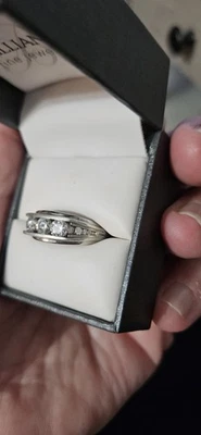 Sterling Moissanite Channel Ring Sz 8 - Image 1 of 4
