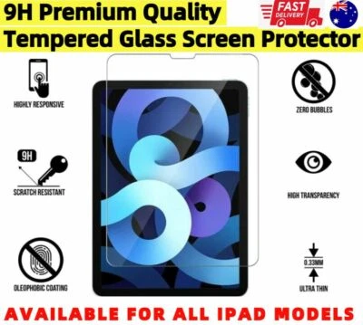 For Apple iPad Pro 11 12.9 Air 10.2 8th 7th Gen Tempered Glass Screen Protector - Image 1 of 4