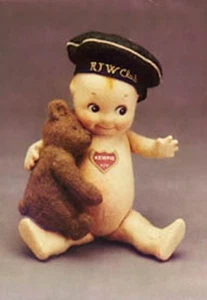 R JOHN WRIGHT'S "KEWPIE AND BEAR" CLUB EXCLUSIVE 1999-FELT AND MOHAIR-LIM ED - Picture 1 of 1