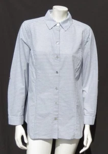 Chicos blau weiß gestreift Baumwolle Rollärmel halb tailliert Shirt Top Gr 1 8 10 - Bild 1 von 5