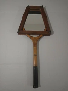 Vtg Wooden Mirrored Tennis Racquet W/Cage DON BUDGE Wilson Famous Player Series - Picture 1 of 12