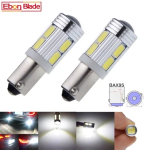 2Pcs BAX9S H6W Car Interior LED Light Indicator Side Bulb White Lamp 10SMD 12V - Picture 1 of 6