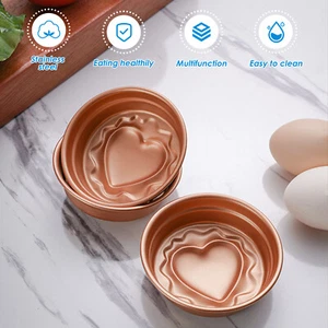 3 Pcs Stainless Steel Egg Poacher Cups with Rack Heart Shape Poached Egg jeTMu - Picture 1 of 11