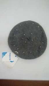 NWT Mayoral grey wool beret hat beaded s/m 51 girl super chic! modelling pageant - Picture 1 of 3