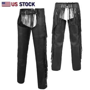 Tassel Chap Fringe Chaps Motorcycle Riding Bikers Chap Black #12800FRINGE - Bild 1 von 9