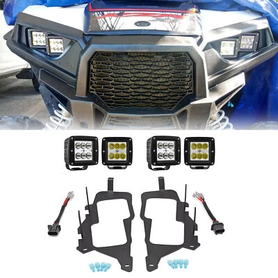 4PCS 3" Cube LED Pods HeadLight Mount W/Wire Kit For Polaris General 1000/XP1000 - Image 1 of 4