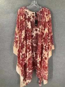 Torrid Crushed Velvet Trim Floral Kimono Women One Sz Sheer Burnout Paisley - Picture 1 of 13