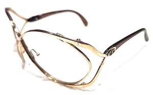 Christian Dior 2056 41 Vintage Gold Metal Brown Butterfly Eyeglasses NO NOSE PAD - Picture 1 of 9