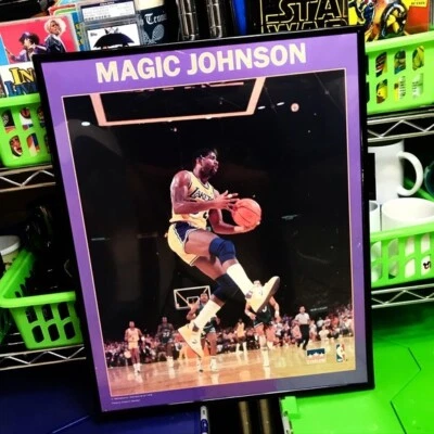 Vtg ‘88 LA Lakers Magic Johnson Starline 16x20 Poster - Lightweight Framing - Image 1 of 4