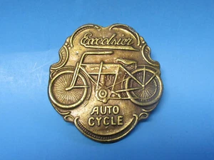 Vintage Excelsior Auto Cycle Brass Belt Buckle 2¼ X 2½ Anitque Motorcycles Bikes - Picture 1 of 4
