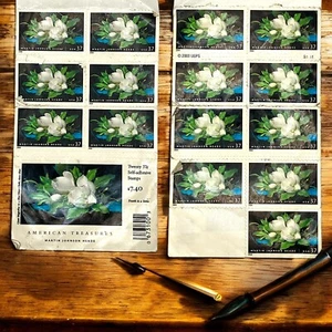 US 3872 MARTIN JOHNSON HEADE (MAGNOLIAS) Booklet Pane of 15 US 37¢ Stamps 2004! - Picture 1 of 3