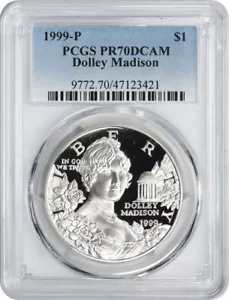 1999-P Dolley Madison Commemorative Silver Dollar PR70DCAM PCGS - Picture 1 of 2