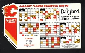 Calgary Flames 1995-96 Magnet Schedule Dairyland - Picture 1 of 1