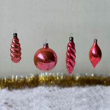 Vintage pink Christmas ornaments, Retro holiday decorations, Primitive Christmas