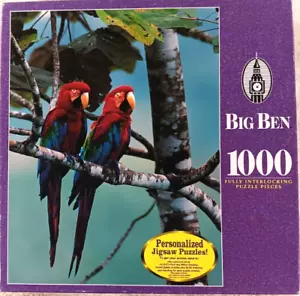 Green Winged Macaws 1000 Piece Jigsaw Puzzle Big Ben by Milton Bradley - Picture 1 of 3