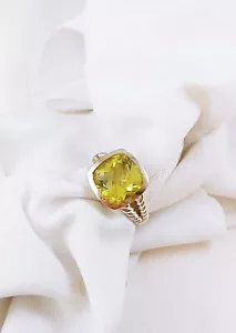 SCHÖNER Lorenzo Designer Ring 14k Bordüre Sterlingsilber facettierter gelber Stein - Bild 1 von 9