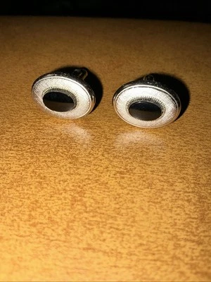 Gemelos/tietac vintage Swank plata esterlina l ovalados con piedra negra u ónix Foto 1 de 3