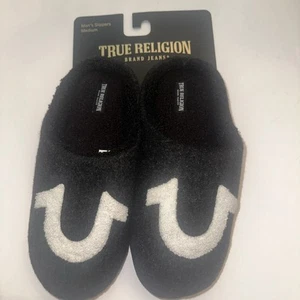 Zapatillas True Religion para hombre talla M 9-10 imitación lana negro blanco logotipo sin cordones - Imagen 1 de 3