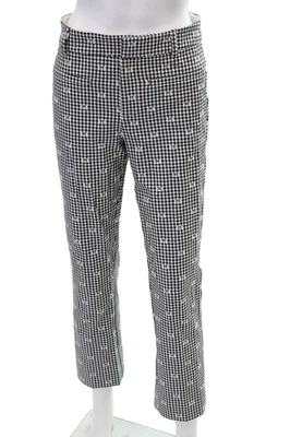 Pantalones ajustados de tiro alto a cuadros Maeve Anthropologie para mujer negros blancos algodón 2 Foto 1 de 4
