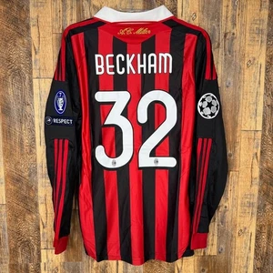 Camiseta de fútbol local AC Milan 2009-10 Beckham #32 para hombre M - Imagen 1 de 10